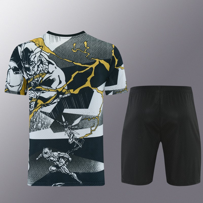 26/27  Real Madrid Black x Marvel  Short Sleeve+Soccer Shorts