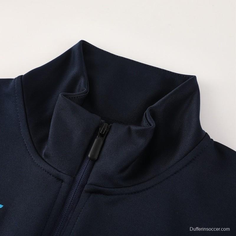 26/27 Napoli Navy Blue  Full Zipper Jacket Tracksuit + Long Pants