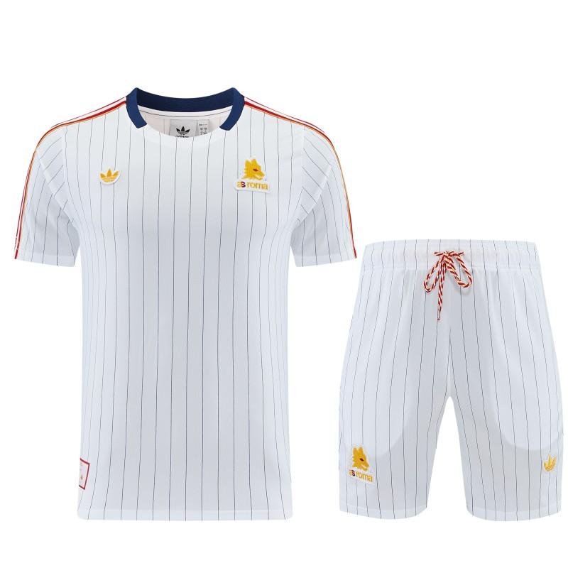 26/27 AS Roma White Short Sleeve+Soccer Shorts