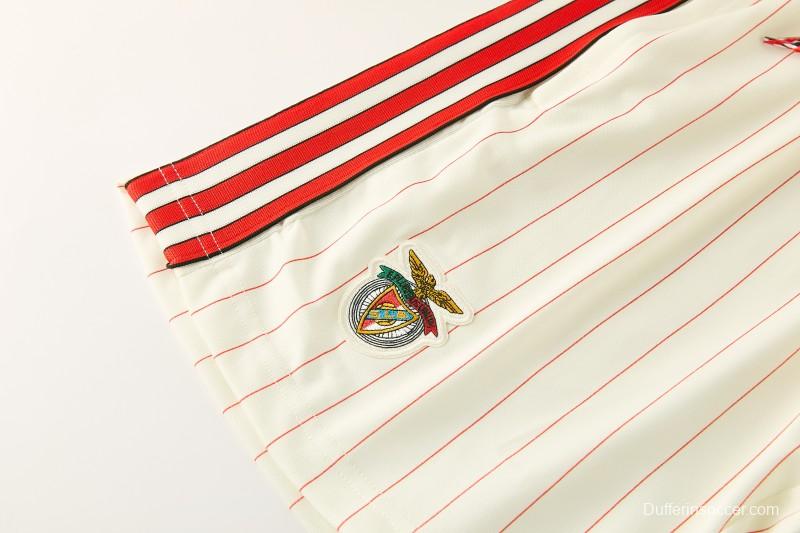 26/27 Benfica × Adidas Originals Off-White Pinstripe Short Sleeve+Soccer Shorts