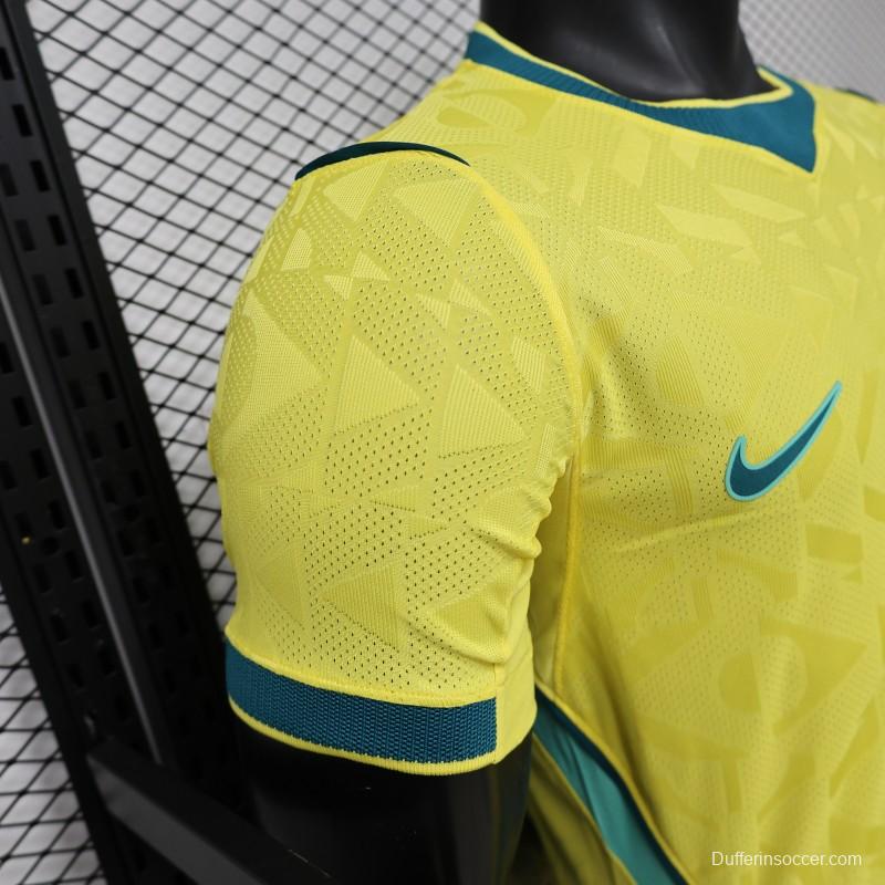 Player Version 2026 Brazil Yellow  Geometric Pattern Home Jersey