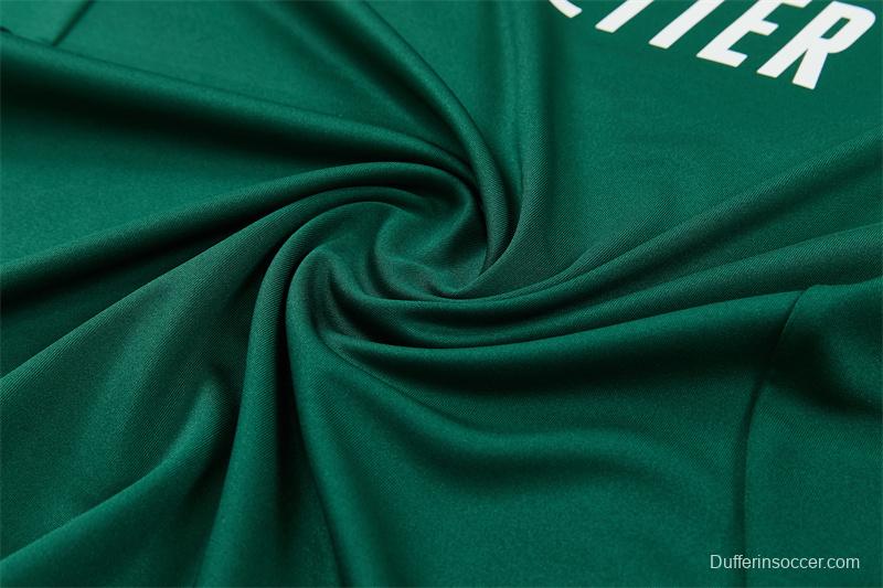 2026 Real Madrid Green & Cream  Half Zipper Jacket Tracksuit + Long Pants