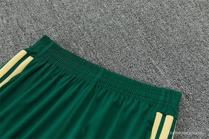 2026 Real Madrid Green & Cream  Half Zipper Jacket Tracksuit + Long Pants