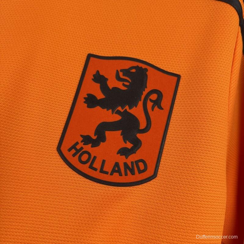 1980 Retro Netherlands Home Long Sleeve Jersey