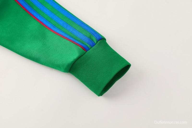 26/27 Adidas Originals Green  Full Zipper Jacket Tracksuit + Royal Blue  Long Pants