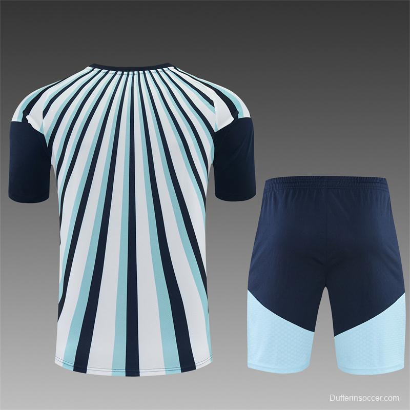 2026 Argentina White & Light Blue Radial Stripe Short Sleeve+Soccer Shorts