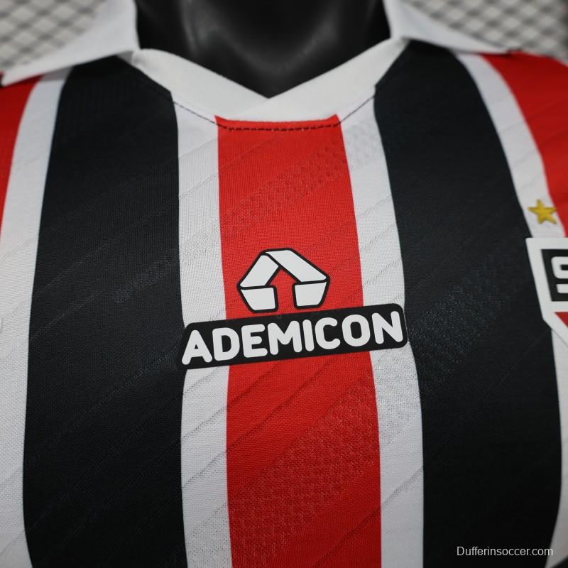 Player Version 26/27 São Paulo FC Away Red & Black Stripe  With White Collar Jersey
