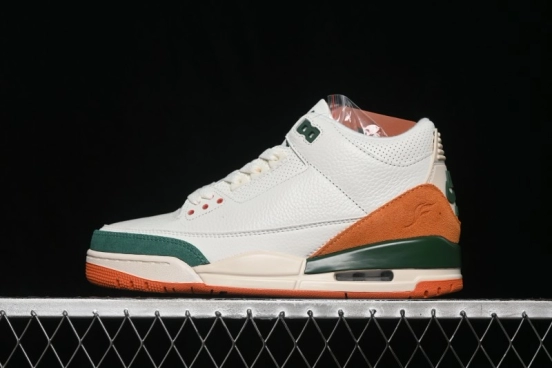 Nike Air Jordan 3 Retro "Miami" Solefly Collaboration White Green Orange Sneakers - IF4491-100