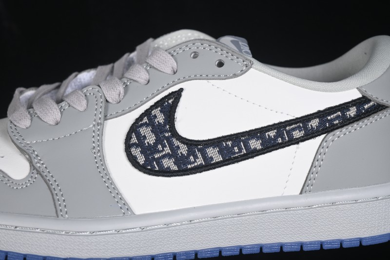 Dior x Air Jordan 1 Low AJ1 Collaboration Casual Basketball Shoes in White and Grey - CN8608-002