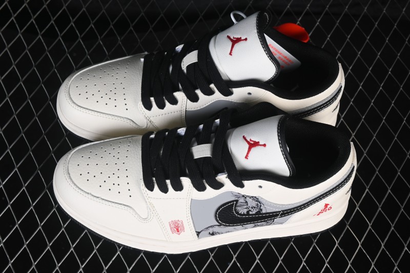 Nike Air Jordan 1 Low Retro Basketball Shoes Limited Edition for Chinese New Year White Grey - FF9989-034