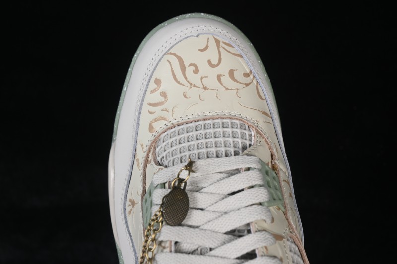 Nike Air Jordan 4 Retro 'Somos Eternos' AJ4 Day of the Dead Sneakers with Metallic Gold Accents and Jade Midsole - IM8116-047