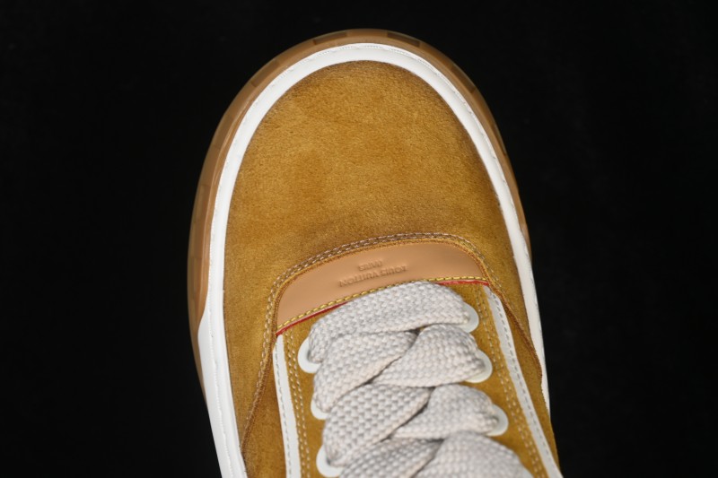 Louis Vuitton Tilted Sneakers Low-Top Casual Shoes in Calf Leather with LV Accent - Cognac