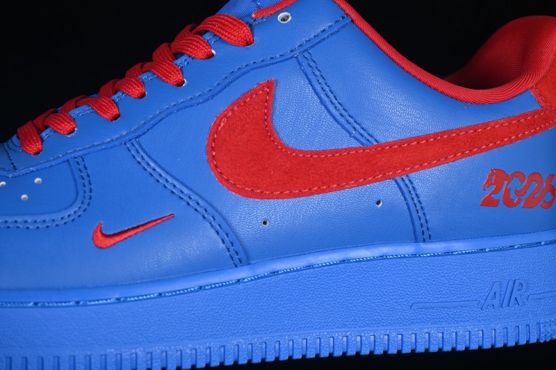 Nike Air Force 1 '07 Low Year of the Horse Limited Edition Casual Sneakers with Blue Flame and Red Accents - DF0188-128