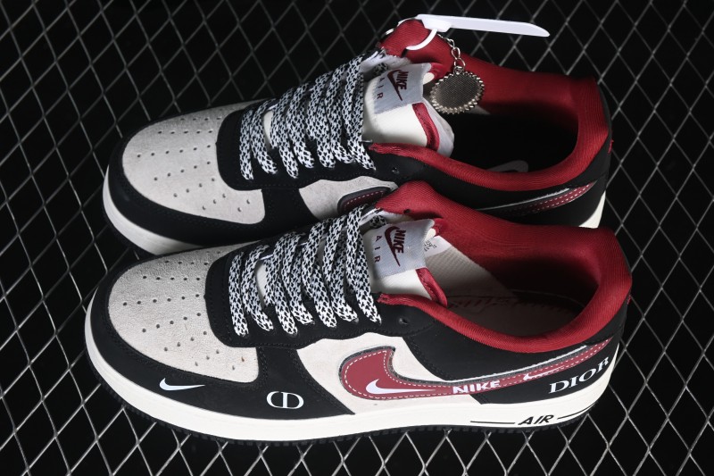 Nike Air Force 1 '07 Low Black and Red Two-Tone Casual Sneakers with Full-Length Air Cushion - SY1388-029