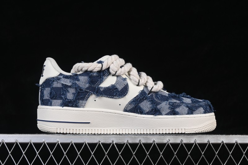 Nike Air Force 1 '07 Low Hand-Painted Ace Denim Skateboarding Shoes - FB0607-909