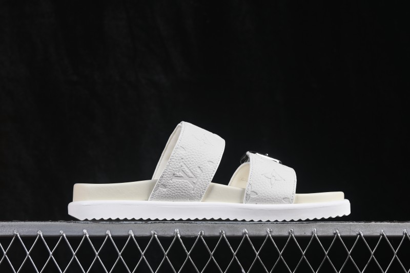 Louis Vuitton Venice Comfort Calfskin Suede Round-Toe Slide Sandals - T.E5
