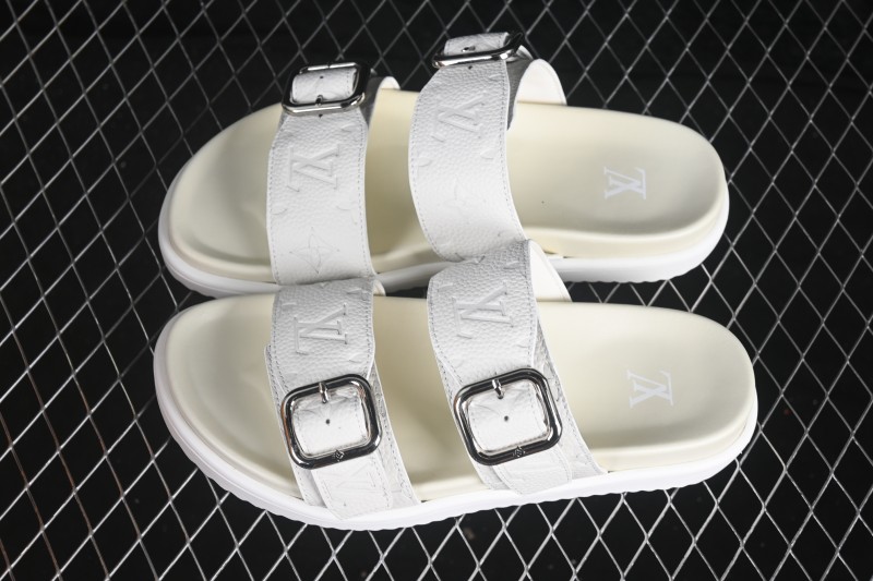 Louis Vuitton Venice Comfort Calfskin Suede Round-Toe Slide Sandals - T.E5
