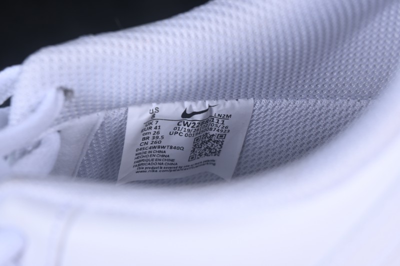 Nike Air Force 1 '07 Low Low-Top Casual Sneakers All-White Leather - CW2288-111