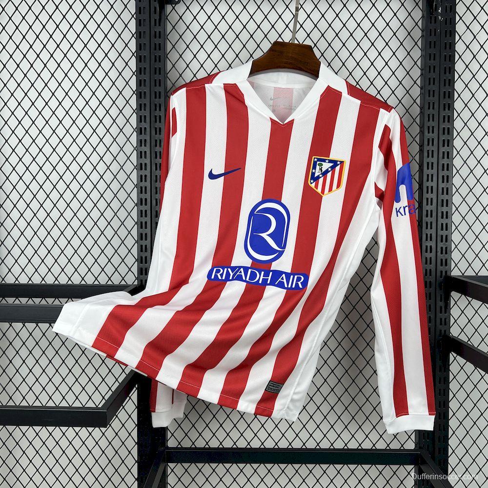 2025/26 Mens Atletico Madrid Home Long Sleeve Jersey
