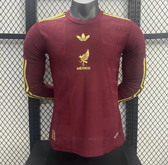 Player Version 2025 Mexico Gold Cup Wine Long Sleeve Jersey