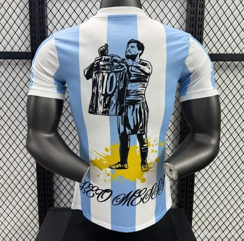 Player Version 2025 Argentina Home Sky Blue with Messi Celebration Print Jersey