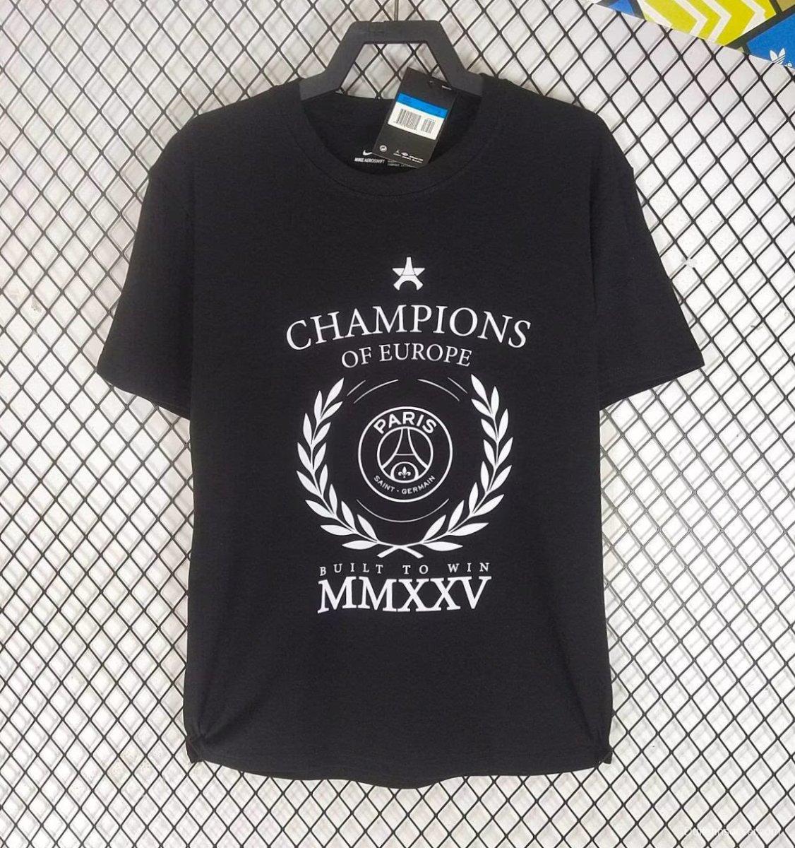 25/26 PSG Black Champion Black T-Shirts
