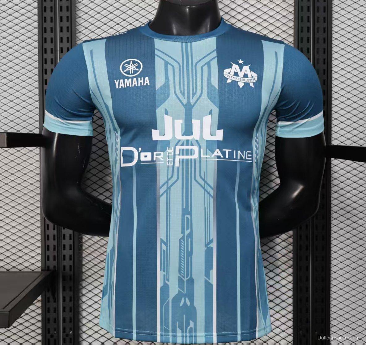 Player Version 25/26 Olympique de Marseille Blue with Geometric Stripes Jersey
