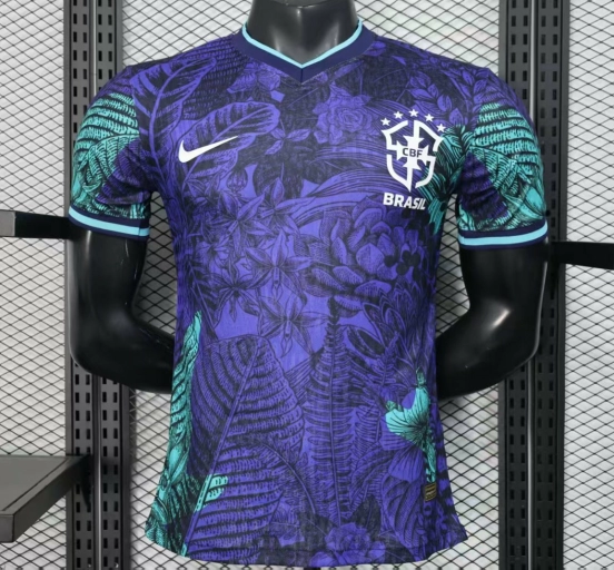 Player Version 2025 Brazil Purple with Tropical Leaf Pattern Jersey