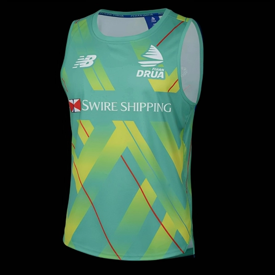 25/26 Fijian Drua Turquoise/Green with Yellow Geometric Pattern Training Vest