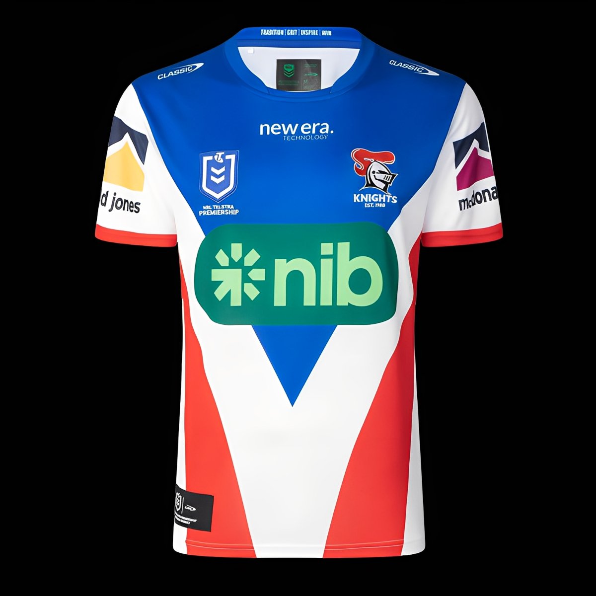 25/26 Newcastle Knights Blue White and Red with Inverted Chevron Home Jersey