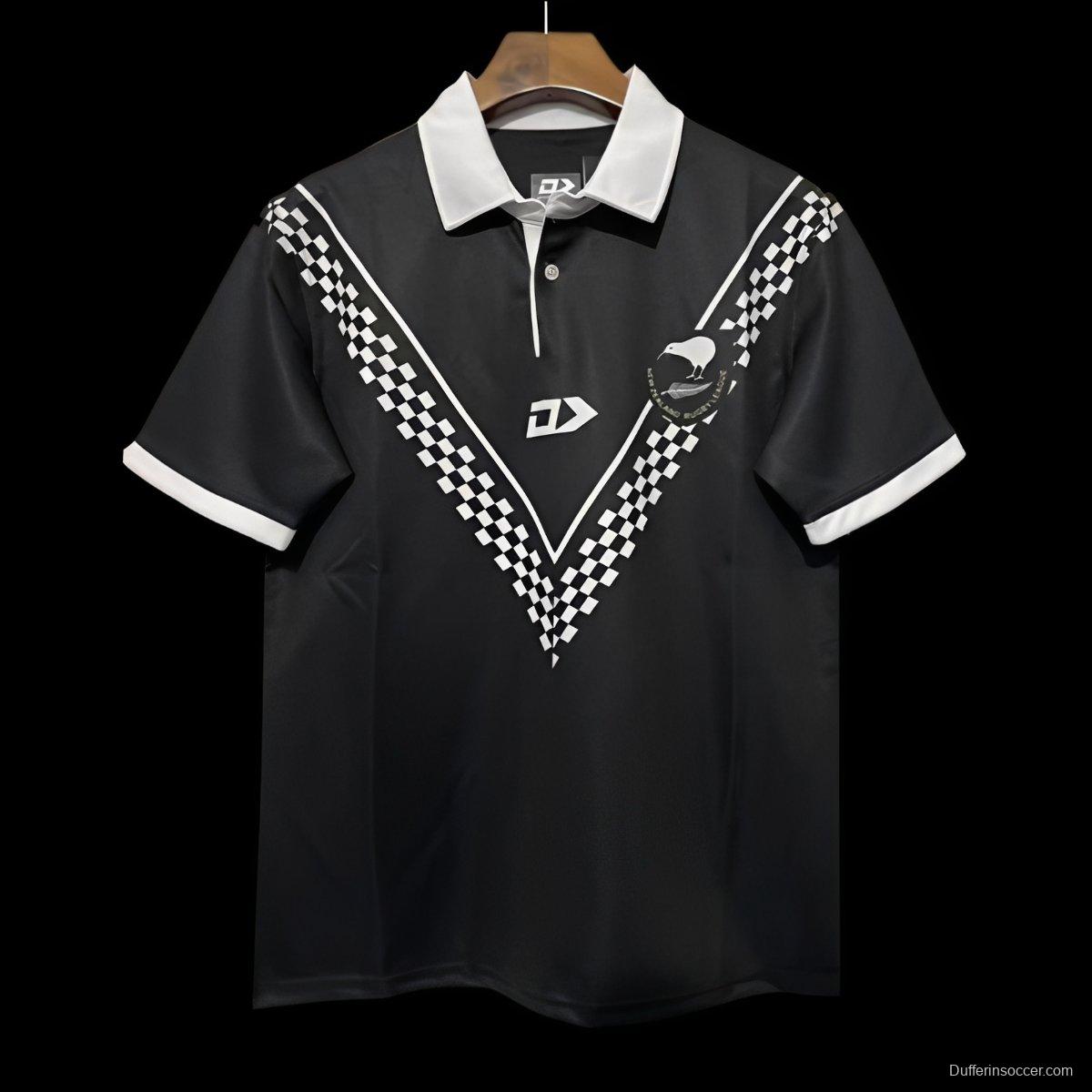 2024 New Zealand Kiwis Black with Checkerboard V Pattern Jersey