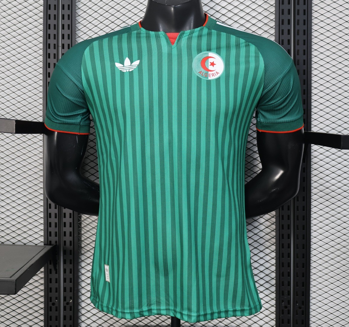 Player Version 2026 Algeria Home Green with Vertical Stripe Pattern Jersey