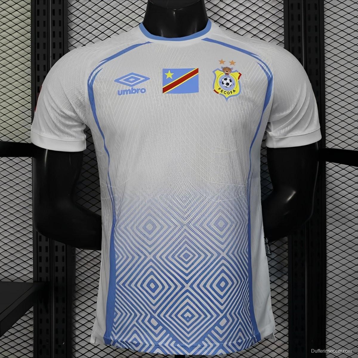 Player Version 2026 DR Congo Third White Blue Geometric Jersey