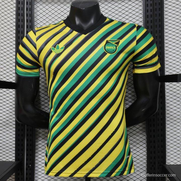 Player Version 2026 Jamaica x Adidas Originals Home Yellow Diagonal Stripe Jersey