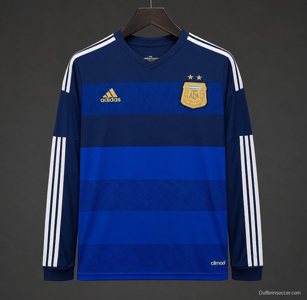 Retro 2014 Argentina Home Long Sleeve Soccer Jersey