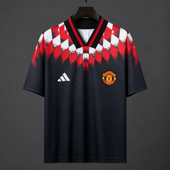 26/27 Manchester United Black  Diamond Pattern Pre-Match Jersey